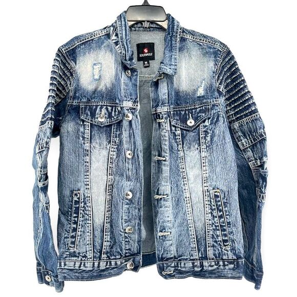 South Pole Other - Southpole Men’s Distressed Faded Button Front Collared Denim Jean Jacket Medium